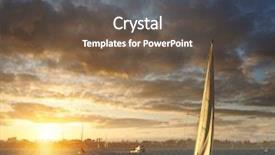  Presentation with sunset sailing - PPT theme with sailing at sunset background and a tawny brown colored foreground