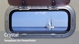  Presentation with sailboat - Audience pleasing slides consisting of sailing background white - boat porthole sailboat view blue backdrop and a ocean colored foreground