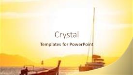  Presentation with sunset sailing - Amazing presentation theme having sailing-boat-at-sea backdrop and a cream colored foreground