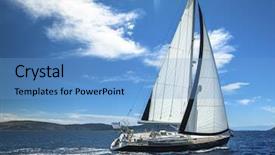  Presentation with sailing - Audience pleasing presentation theme consisting of sailing boat in sailing regatta backdrop and a light blue colored foreground