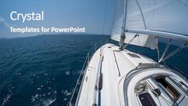  Presentation with motor boat in the sea - Beautiful presentation design featuring sailing boat moves backdrop and a teal colored foreground