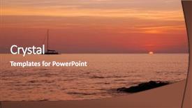  Presentation with sea sun - Audience pleasing slides consisting of sailing boat silhouette and sunrise backdrop and a  colored foreground