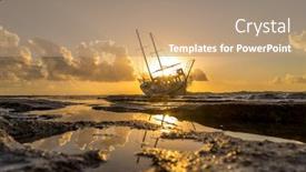  Presentation with sunset sailing - Slide deck featuring sailing-boat-wreck-at-sunset background and a coral colored foreground