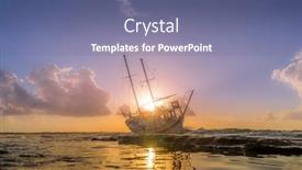  Presentation with sunset sailing - Audience pleasing presentation consisting of sailing-boat-wreck-at-sunset backdrop and a ocean colored foreground