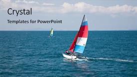  Presentation with power boat - Audience pleasing slides consisting of sailing boat yacht racing backdrop and a light blue colored foreground