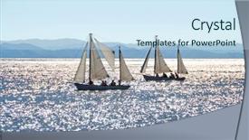  Presentation with sunset sailing - PPT layouts enhanced with sailing-boats-against-the-sunset background and a sky blue colored foreground