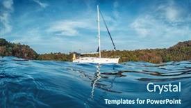  Presentation with sailing - Beautiful presentation theme featuring sailing boats anchored in a sea with tropical island on the background andaman sea thailand backdrop and a ocean colored foreground