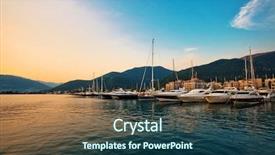  Presentation with sunset sailing - Presentation design enhanced with sailing boats and yachts background and a ocean colored foreground