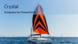  Presentation with sailing yacht race regatta sailboat - Theme with sailing boats during yacht regatta background and a light blue colored foreground