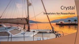  Presentation with sunset sailing - Presentation having sailing boats in marina background and a lemonade colored foreground