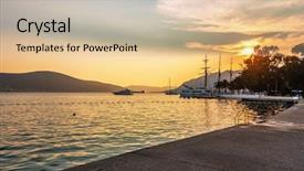  Presentation with sunset sailing - Amazing presentation theme having sailing boats in marina backdrop and a soft green colored foreground