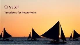  Presentation with sunset sailing - PPT layouts having sailing boats silhouette at orange background and a lemonade colored foreground