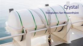  Presentation with shipping container - PPT layouts with sailing concept - life raft background and a sky blue colored foreground