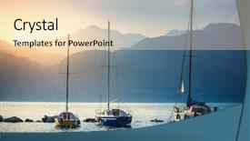  Presentation with high waves - PPT layouts having sailing lake or sea wave background and a lemonade colored foreground