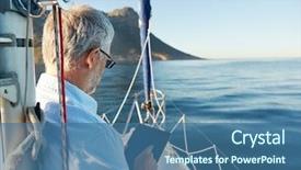  Presentation with sailing - Beautiful PPT theme featuring sailing man reading tablet computer backdrop and a  colored foreground