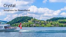  Presentation with sailing - PPT theme with sailing on lucerne lake switzerland background and a light blue colored foreground