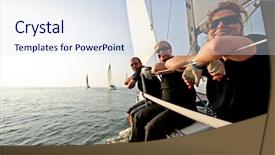  Presentation with sunset sailing - Slide deck having sailing on the ijsselmeer in the netherlands at sunset background and a sky blue colored foreground