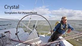  Presentation with sailing - Audience pleasing slides consisting of sailing on the ijsselmeer in the netherlands on a beautiful sunny day backdrop and a light blue colored foreground