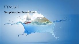  Presentation with sailing - Theme having sailing-on-the-wave-mixed background and a light blue colored foreground