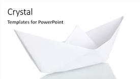  Presentation with boat - PPT theme featuring sailing plane - origami paper boat isolated background and a white colored foreground