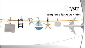  Presentation with utensils - Presentation design featuring sailing plane - summer concept with different utensils background and a white colored foreground