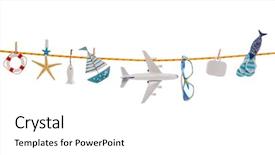  Presentation with utensils - Presentation design with sailing plane - summer concept with different utensils background and a white colored foreground