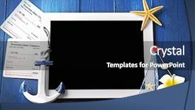  Presentation with flight - Beautiful PPT theme featuring sailing plane - tablet with credit cards backdrop and a black colored foreground