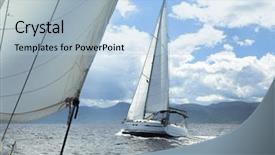  Presentation with yachting - Colorful slide deck enhanced with sailing regatta in inclement weather backdrop and a light blue colored foreground