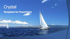  Presentation with luxury yacht - Slide deck having sailing regatta luxury yacht background and a teal colored foreground