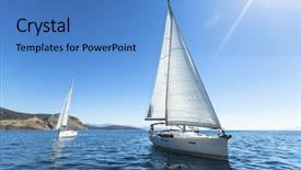  Presentation with sailing ship - Slides enhanced with sailing regatta luxury yachts sailing background and a teal colored foreground