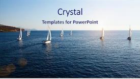  Presentation with sailing - Cool new presentation theme with sailing regatta panorama backdrop and a sky blue colored foreground