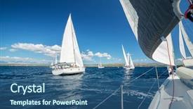 Presentation with sailing yacht race regatta sailboat - Beautiful slide deck featuring sailing regatta yachts competition summer backdrop and a ocean colored foreground