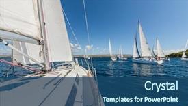  Presentation with sailing yacht race regatta sailboat - Slide set consisting of sailing regatta yachts competition summer background and a ocean colored foreground