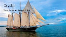  Presentation with sailing ship - Colorful slide deck enhanced with sailing ship - old fashion sail boat near backdrop and a light blue colored foreground