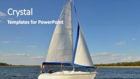  Presentation with sailing ship - Amazing PPT theme having sailing ship - single sail boat backdrop and a teal colored foreground