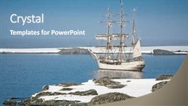 Presentation with sailing ship - Colorful presentation enhanced with sailing ship among the icebergs backdrop and a teal colored foreground