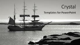  Presentation with sailing ship - Cool new slides with sailing ship at dawn backdrop and a light gray colored foreground