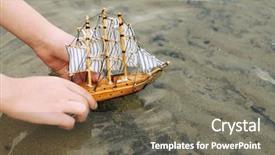  Presentation with sailing ship - PPT layouts featuring sailing ship by the river background and a gray colored foreground