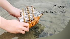  Presentation with sailing ship - Beautiful presentation featuring sailing ship by the river backdrop and a light gray colored foreground