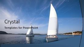 Presentation with ship - Theme consisting of sailing ship yachts with white background and a light blue colored foreground