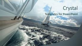  Presentation with stormy sea - Amazing slide deck having sailing ship yachts with white backdrop and a sky blue colored foreground