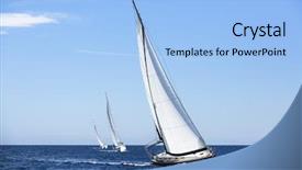  Presentation with ship - Colorful theme enhanced with sailing ship yachts with white backdrop and a light blue colored foreground
