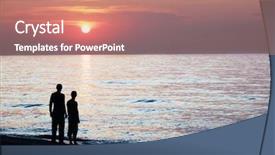  Presentation with sunset coast of the sea - Slides with sailing sunset sailing - sea coast background and a  colored foreground