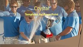  Presentation with trophy - Presentation design with sailing-team-celebrating-with-trophy background and a tawny brown colored foreground