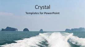  Presentation with boat tourism - PPT layouts with ocean and leaving boat trace background and a light blue colored foreground