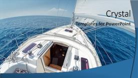  Presentation with moving sea - Colorful presentation design enhanced with sailing vessel moving backdrop and a light blue colored foreground