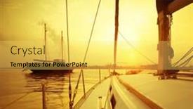  Presentation with vessels - Slide set featuring sailing vessels anchored in the calm bay background and a yellow colored foreground