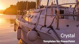  Presentation with sunset sailing - PPT layouts with sailing yacht closeup at sunset background and a  colored foreground
