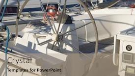  Presentation with yacht - Beautiful PPT theme featuring sailing-yacht-in-lefkas-greece backdrop and a coral colored foreground