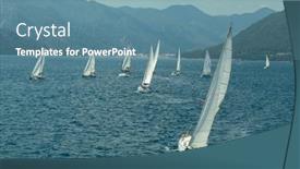  Presentation with yacht - Colorful presentation theme enhanced with sailing-yacht-race-ships-yachts backdrop and a teal colored foreground